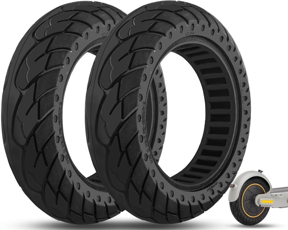 10x2.5 Inch Solid Tire, Fit for 60/70-6.5 Original Tire, Fit for Hiboy S2 MAX/MAX Pro/ max3 NAVEE S65C OKAI EA10/ ES520B Hover-1 Alpha ESKUTE MAX Zero 10/ 10x Electric Scooter, Black 2pcs
