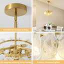 Gold Modern Crystal Chandeliers 16.4in 2 Tier Pendant Light Fixtures 6-Light Round Cloud Glass Chandelier White and Gold Hanging Lighting for Dining Living Room Kitchen Island Bedroom Hallway, W16.4" x H16.4"