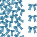 100 Pcs Satin Ribbon Bows with Twist Tie 2.5 Inch Dusty Blue Pretied Premade Colored Craft Bows for Gift Wrapping Basket Wedding Baby Shower Brithday Party (Dusty Blue)