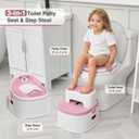 3-in-1 Toddler Potty Training Toilet for Boys & Girls - Convertible Potty Chair with Step Stool for Toddlers 1-3, Anti-Slip Design Toddler Toilet Seat - Removable & Easy to Clean (Pink)