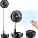 Belife X8 Portable Fan, 7200mAh Battery Powered Rechargeable, Oscillating USB Desk Floor Fan with Remote, Foldable Telescopic Fan for Home Bedroom Sleeping Office Camping Travel, 7.7" (Black)