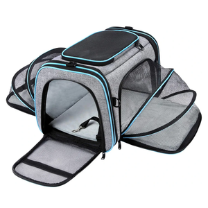 Airline Approved Pet Carrier, Large Soft Sided Pet Travel TSA Carrier 4 Sides Expandable Cat Collapsible Carriers with Removable Fleece Pad and Pockets for Cats Dogs and Small Animals