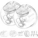Two Full Milk Collector Cup Sets with 24mm Flange Compatible with Momcozy S12 Pro/S9 Pro Breast Pump, NOT for S9/S12, Replacement Pump Parts with Duckbill Valve, Flange, Diaphragm, Linker, Collector