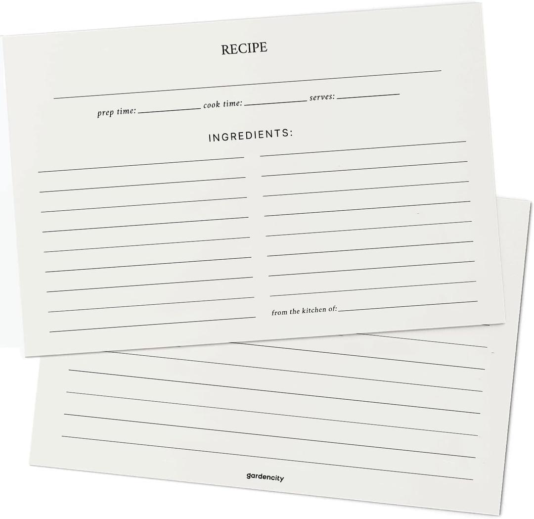 Recipe Cards, 4x6 Premium Recipe Cards for Bridal Shower and Weddings, Double-Sided, 50 Pack, Modern Minimalist