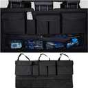 Mandark Car Trunk Organizer, Super Capacity Vehicle Hanging Backseat Cargo Storage Bag with Robust Elastic Net, Detachable Auto Seat Back Organizing Bag, Universal for SUV, Truck, RVBlack/Black