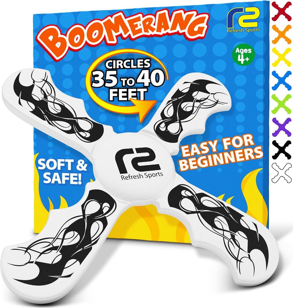 Boomerang for Kids - It Really Does Fly Back - Fun & Easy to Use Toy for Boys & Girls - Soft Foam Design Allows for Safe Play & Great Beginner Toy Gift Idea for Boys - Birthday Gift Ideas Stuffers, Medium, Small