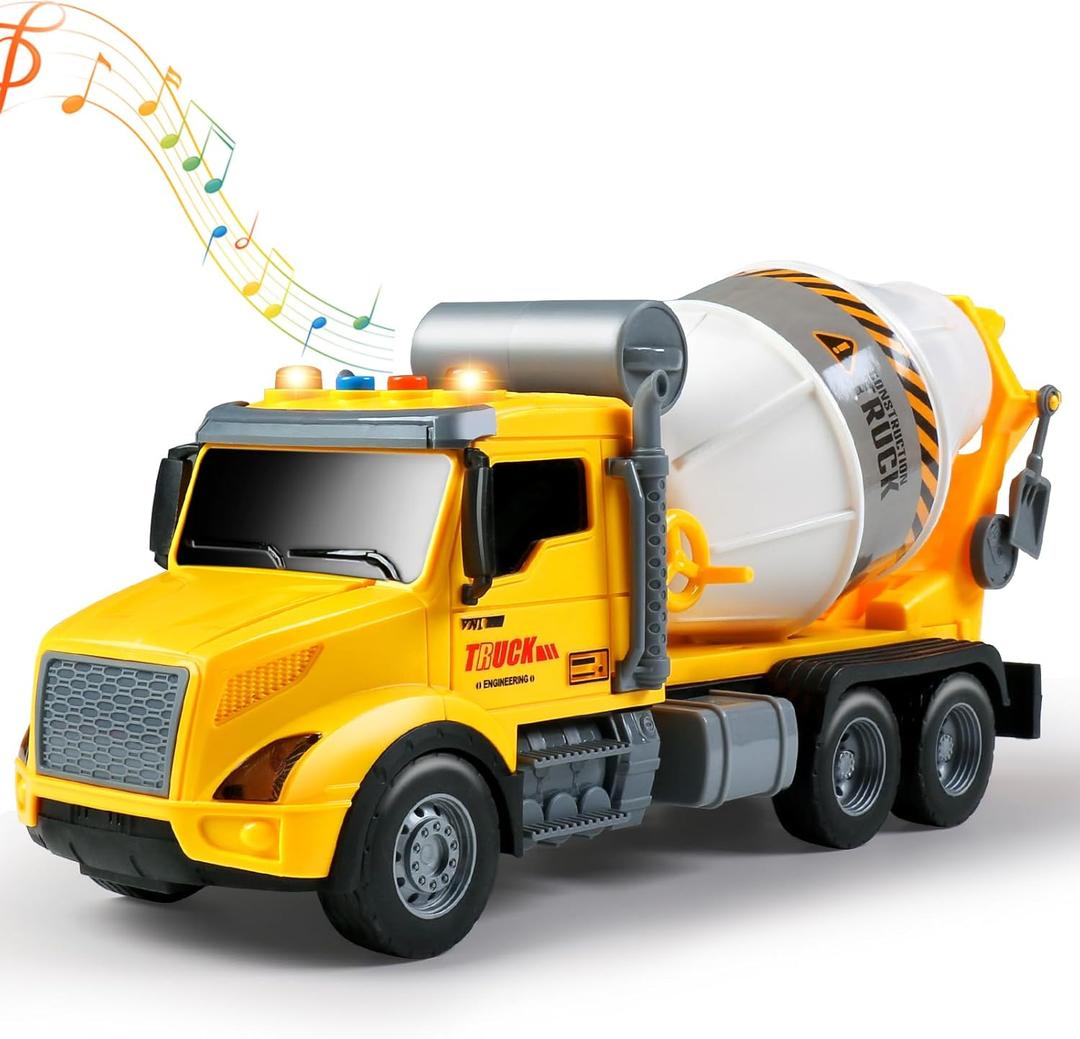 DWIRCTOYS Toddler Trucks Toys, Big Cement Mixer Toy Truck with Lights and Sounds, Truck Vehicle Boy Toy for 3 4 5 6 Year Old, Christmas Birthday Gifts for Boys & Girls