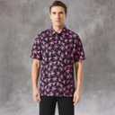 Golf Shirts for Men Dry Fit Performance Print Short Sleeve Moisture Wicking Golf Polo Shirts (3X-Large, Pink Palm)