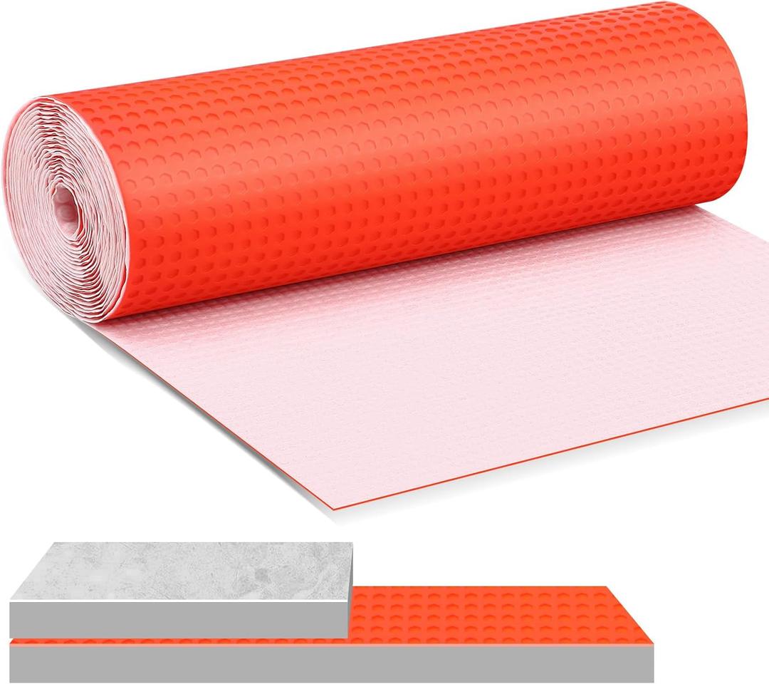 Uncoupling Membrane for Tile 1/8''(3mm) Thick Waterproofing Membrane Crack Prevention Anti Fracture Flooring Underlayment for Bathroom Shower Kitchen Basement (54 Sqft)