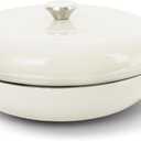 Enameled Cast Iron Dutch Oven, 3.8 Quart Pot With Lid, Non-Stick, Round, Oven Safe up to 500F for Marinate, Cook, Bake, Refrigerate and Serve - Cream White