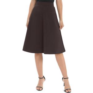 Urban CoCo Women's A-Line Elastic High Waist Flare Work Midi Knee Length Stretchy Skirt (Brown, S)