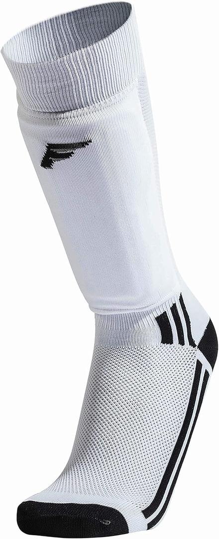 Franklin Sports Youth + Adult Soccer Shin Guard Socks - Built-In Shin Guards - Black/White (X-Small)