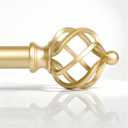 1 Inch Heavy Duty Curtain Rods for Windows 66–120":Sturdy Gold Metal Drapery Rods with Decorative Twisted Cage Finials,Adjustable Farmhouse Window Treatment Rods for Bedroom/Kitchen/Living Room
