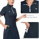 MoFiz Women's Golf Tennis Dress Sports Polo Dress Short Sleeve Quick Dry Casual Workwear Button (Blue, M)
