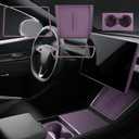 4PCS Silicone Center Console Accessories Kit for Tesla Center Console Mat Cup Holder Insert Screen Edge Protector Frame Mirror Frame Protectors (Plum Purple Model Y Juniper/3 Highland Universal)