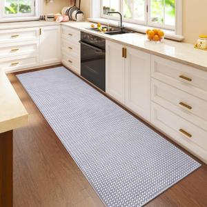 2x6 ft Boho Kitchen Runner Rugs Mat Woven Runners for Hallways Washable Non Slip, Soft Long Entryway Laundry Hall Floor Runner Carpet for Indoor Backdoor Bedroom Kitchen Living Room, Gray 