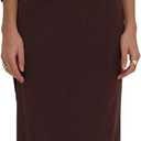 GORGLITTER Women's Asymmetrical Neck Ruched Bodycon Maxi Dress One Shoulder Short Sleeve Dinner Cocktail Long Dresses (Large, Coffee Brown)