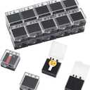 24Pcs Black Plastic Lapel Pin Storage Boxes 1.1 Inch Clear Plastic Gift Box For Pin Small Jewelry Brooch Storage Holder with Foam for Lapel Pins Gemstone Storages Display (3.04mm)