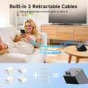 4 in 1 Retractable Charger Station with Dual Cables, 40W Retractable Phone Charger with Dual USB Ports, 20W USB-C Desktop Fast Charging for iPhone 17 16 15 14 13 12 11, LG, Galaxy S24 23, Pixel