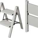 Taranta 2 Step Ladder,Aluminum Lightweight Folding 2 Step Stool with Anti-Slip Wide Pedal,330lbs Capacity Step Ladder for Household,Kitchen,Office - Misty Gray