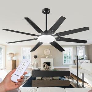 Amico 80 Inch Ceiling Fans with Lights and Remote, Black Large Ceiling Fan