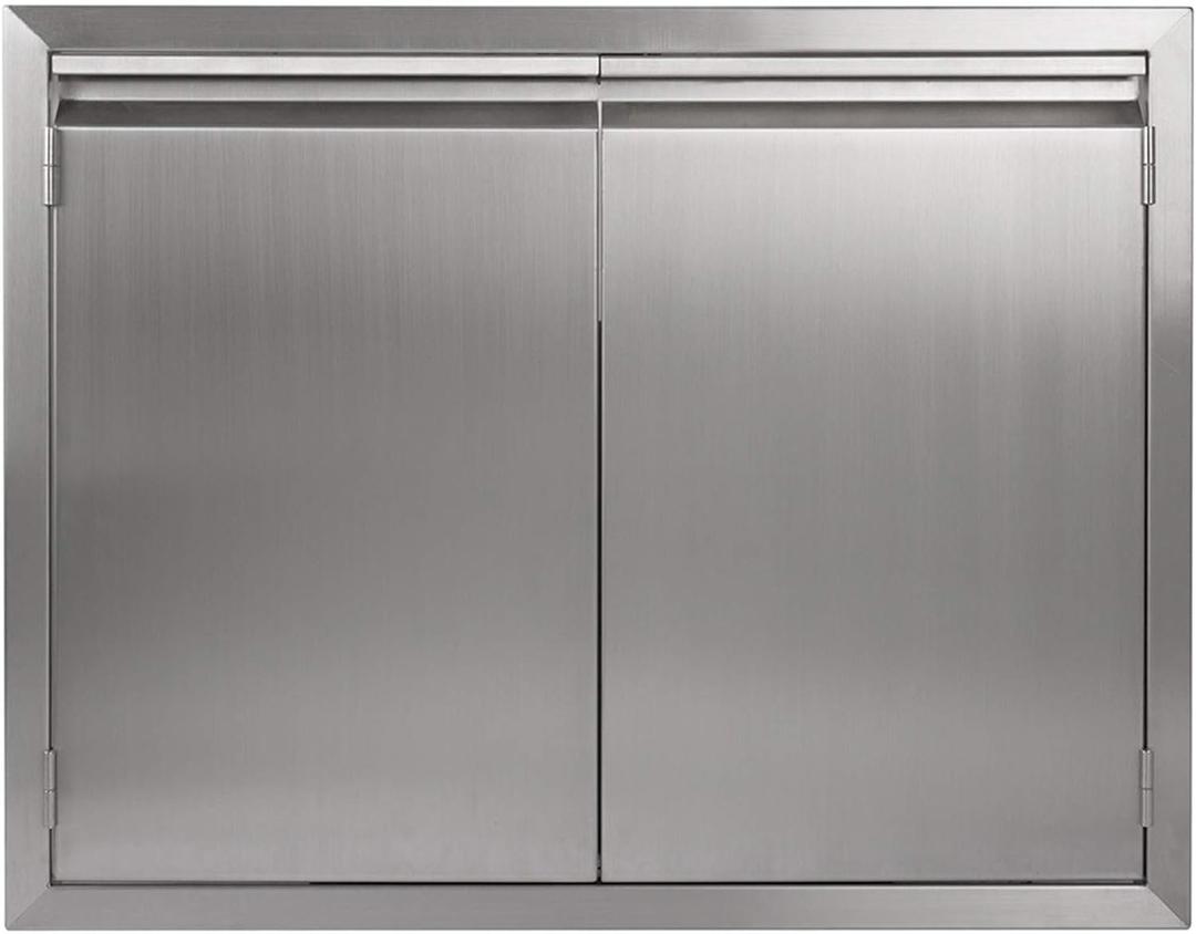 JIE JIN BBQ Access Door 26" W X 24" H Outdoor Kitchen Doors Double Doors Thickened 304 Stainless Steel Outdoor Kitchen Accessories Door for Indoor/Outdoor Kitchen Outdoor Cabinet BBQ Island