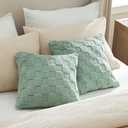 Bedsure Sage Green Throw Pillow Covers 18x18 Set of 2, Soft Decorative Fluffy Checkered Spring Sofa Pillow Covers, Home Decor for Living Room Couch Bed