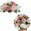 BLOSMON Dusty Rose Flowers Decoration: 2 Pcs Pink Artificial Flowers Balls for Wedding Dinning Table Centerpieces - Fake Silk Kissing Floral Arrangement for Home Party Event