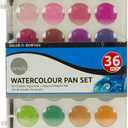 Daler-Rowney Simply Watercolor Pan Set - 36 Pan Travel Watercolor Set for Student Artists of all Ages - Vibrant Smooth Watercolor Paint Set for Canvas Paper and More