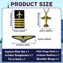 Qyyiguf 6 Pcs Airline Pilot Captain Costume Kit with Aviator Sunglasses,Pilot Costume Accessories Set for Aviation Halloween Dress Up (Black)
