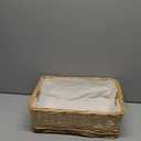 YAHUAN Rectangular Wicker Storage Basket Woven Rattan Basket with Handle, Baskets for Organizing, Bedroom,Living room,Pantry (Wicker with lining)