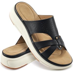 Womens Sandals Dressy Walking: Comfortable Dress Slide Women - Summer Outdoor Platform Sandals (7, Black)