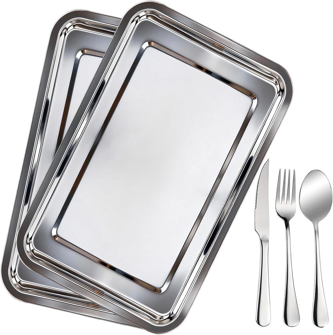 Stainless Steel Baking Sheet Pan Set of 2,11.6 x 15.6 inch Nonstick Bakeware Baking Sheet Toaster Oven Tray Pans Heavy Duty Cookie Sheets for Baking,Roasting,Kitchen