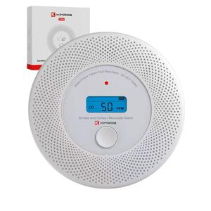 10 Years Smoke and Carbon Monoxide Detector, 2 in 1 CO Detector for Home, Garage, RV, Backlit LCD Display, V-0 Fireproof Housing