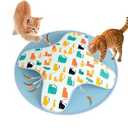 WAKHJAKT Interactive Cat Toy Rechargeable, 2-in-1 Automatic Cat Toys with Hide/ Seek Mode, Moving Concealed Feathers, Speed Adjustable - Kitten Exercise Toys for Indoor Bored Cats