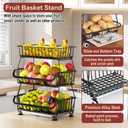 Miyawell Fruit Vegetable Storage Basket for Kitchen - 6 Tier Stackable Metal Wire Baskets Cart with Rolling Wheels Utility Fruits Rack Produce Snack Organizer Bins for Pantry Bathroom Laundry Bronze