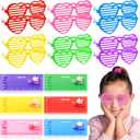 12 Pcs Heart Shaped Shutter Shade Glasses with Gift Cards, Valentines Party Favors, Valentine's Classroom Exchange Prizes Gifts for Kids Boys Girls (Red+Pink+Purple+Blue+Green+Yellow)