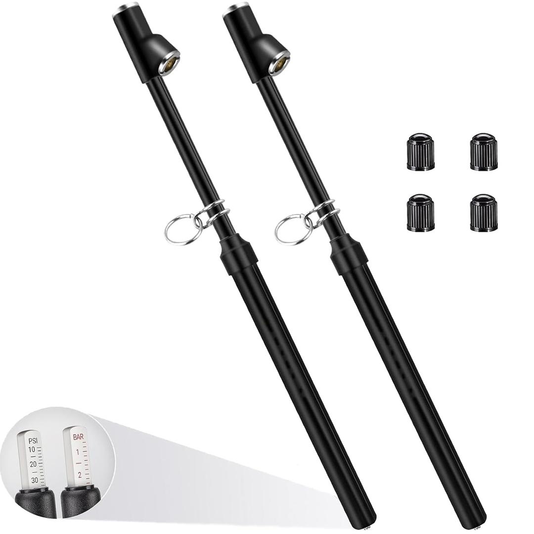 12'' Dual Head Tire Pressure Gauge, Heavy Duty Truck Tire Air Gauge Range 10-150PSI 1-10Bar, Non-Slip Handle and Extended Tube for Semi Truck Car RV Van (2pcs)