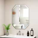 Silver Wall Mirror-Beveled Edge Frameless Mirror for Bathroom, Vanity, Bedroom, Rectangle Mirrors 20X28inch