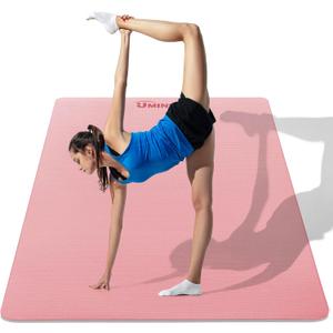 UMINEUX Large Yoga Mat for Men and Women 1/4 & 2/5 Inch Extra Thick TPE Fitness Mat for Home Gym Workout, Non-Slip, Eco Friendly Exercise Mat for Yoga, Pilates, Stretching, Meditation (Rose Tan & Dawn Blue)