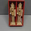 2 Pcs 8 Pcs Christmas Wooden Unfinished Nutcracker Figures Kit DIY Blank 7 Inch Unpainted Nutcracker Soldier with Paint Brush and White Beard for DIY Craft Xmas Decor