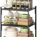 2 Pack Kitchen Countertop Organizer, Stackable Cabinet Shelf Organizer, 2 Tier Adjustable Kitchen Counter Shelves Riser For Pantry Cupboard Bathroom Organization And Storage, Desk Shelf,Spice Rack (8.46''D*13''W*8.26''H, Black)