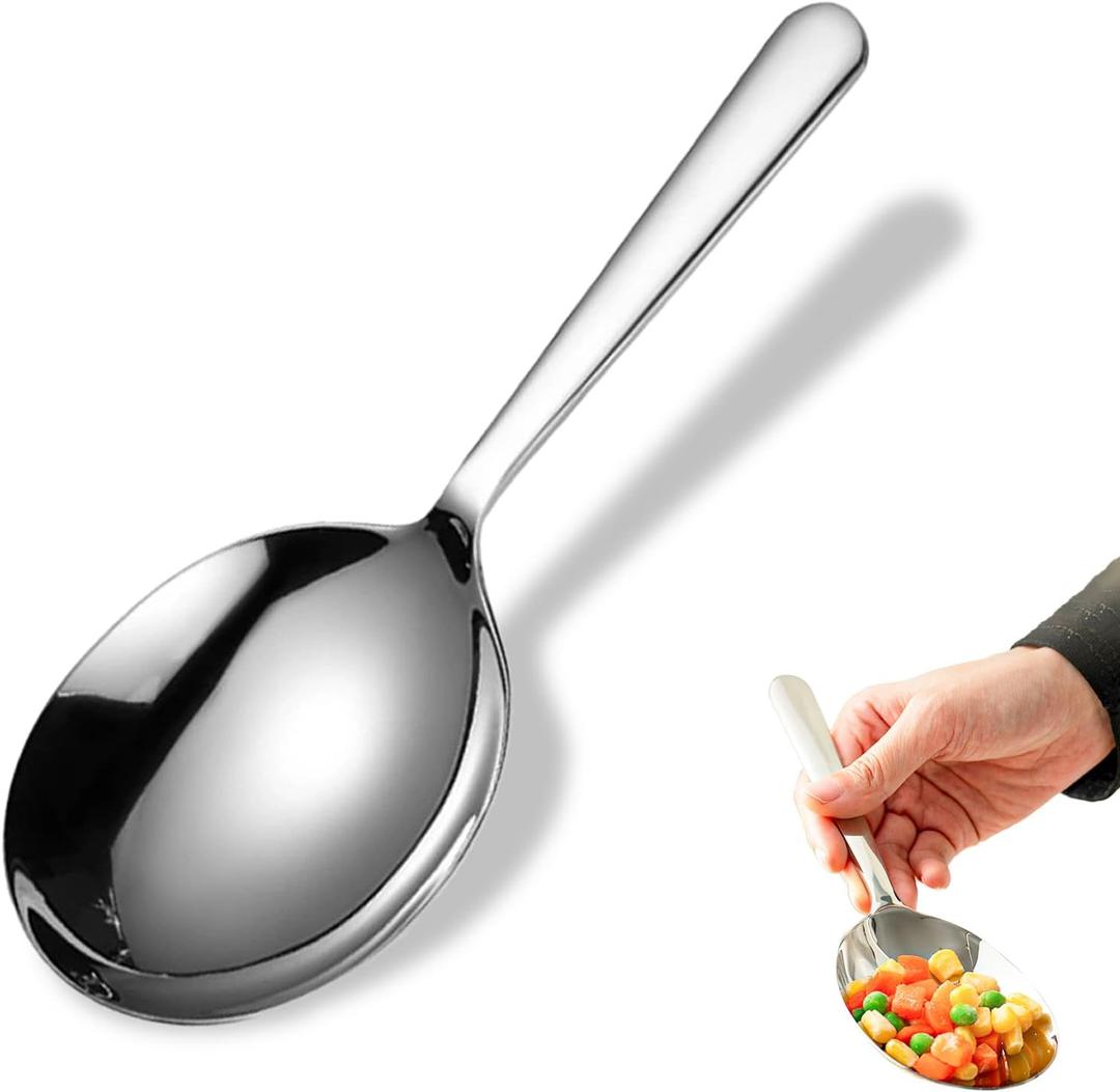 7.9" Stainless Steel Serving Spoon for Buffet, 18/8 Large Serving Spoon Utensils, Extra-Wide 3" Head, Dishwasher Safe for Catering, Restaurants, Kitchen, Parties (1 Pack)