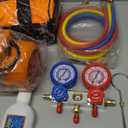 BACOENG 3.6CFM AC Vacuum Pump and Gauge Set - Home Mini Split Vacuum Pump Kit for R410A Refrigerants - w/ R410a Mini Split Adapter & 3x5FT Hoses