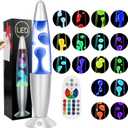 Liquid Motion Lamps with Remote, 17 Colors Changing Night Light 16 Inch RGB LED Table Lamp Relaxing Lamp for Kids Adults, LED Night Lights Lamp for Home Decor Christmas,Party,White Wax