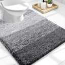 OLANLY Luxury Toilet Rugs U-Shaped 24x20, Extra Soft and Absorbent Microfiber Bathroom Rugs, Non-Slip Plush Shaggy Bath Mat, Machine Wash Dry, Contour Bathroom Mats for Toilet Base, Grey
