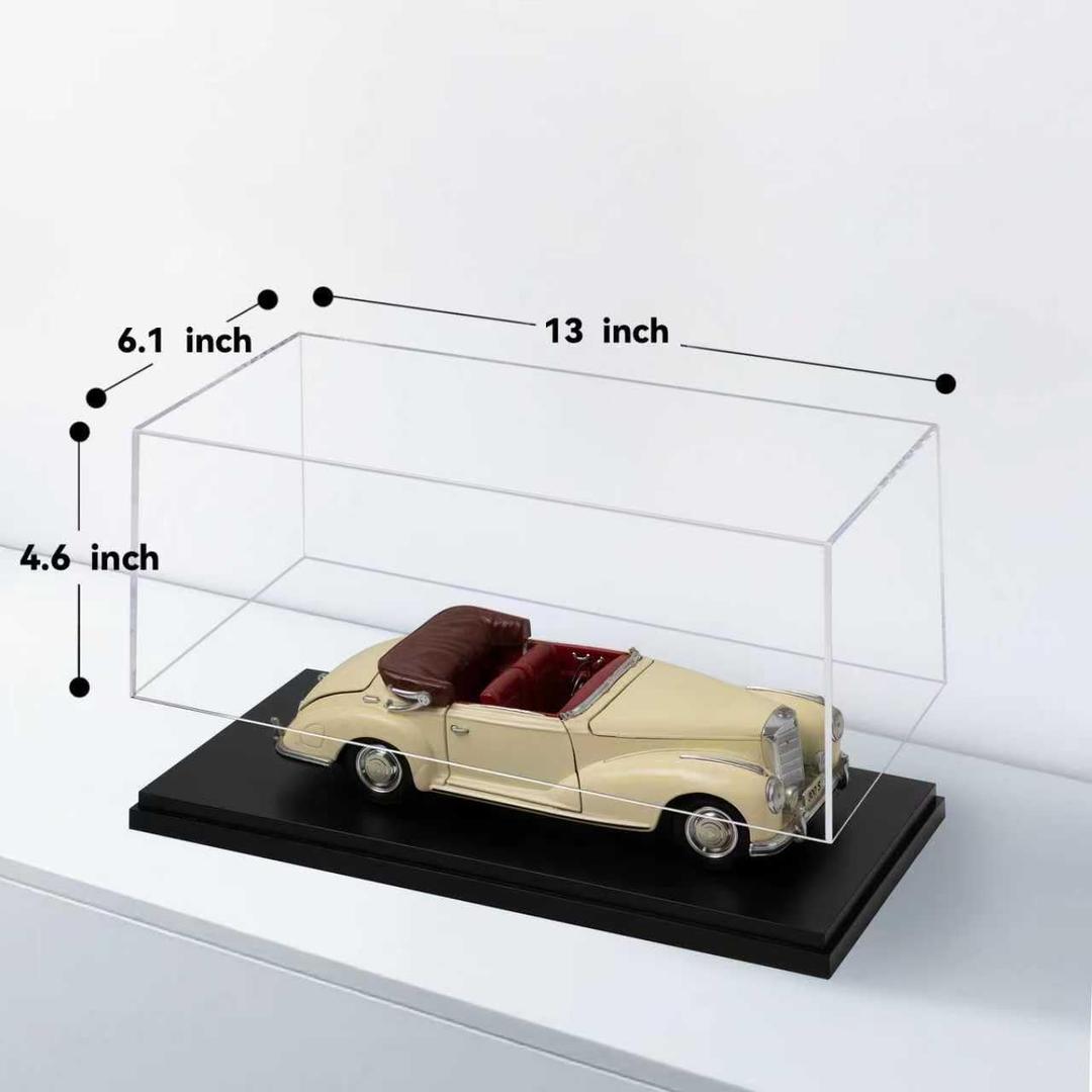 1:18 No Assembly Diecast Display Case with Plastic Base - Acrylic Model Car Display Boxes - Dustproof Showcase for Collectibles Memorabilia 