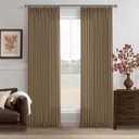 Extra Long Thick Linen Pleat Curtains 120 Inches Long for Living Room Rustic Sliding Door Back Tab Curtain for Ceiling Track System 50 Inch Wide Dutch Cocoa Light Filtering Window Drapes 2 Panels