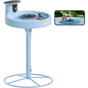Birdfy Smart Bird Bath with Camera Solar Powered & Fountain & Stand, Dual-Lens Camera for Wildbird Watching, Auto Capture Bird Videos & Motion Detection (AI Lifetime)