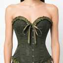 Vintage Corset Tops for Women Renaissance Corset Bustier Lingerie Overbust Bodyshaper Top (Green)
